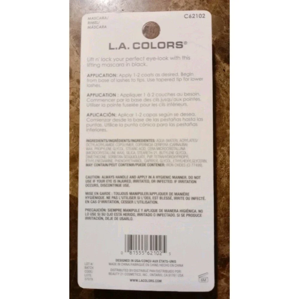 L.A. Colors Lift N Lock Mascara Black #62102 Curved Brush Lifting Makeup NIP